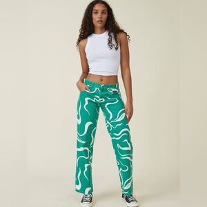 Cotton On | straight low rise green and white jeans